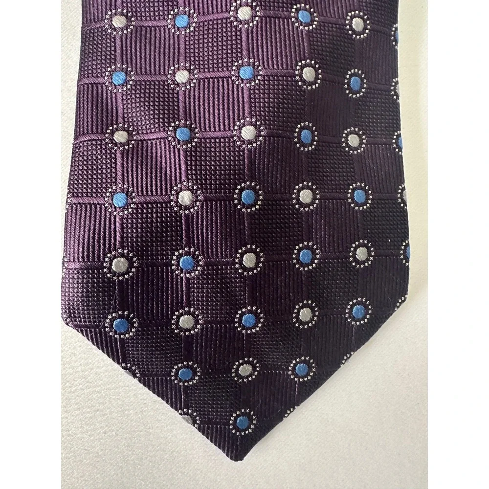 Jos A Bank Signature Collection Purple Silk Tie Lot of‎ 3 Paisley Geometric Mens